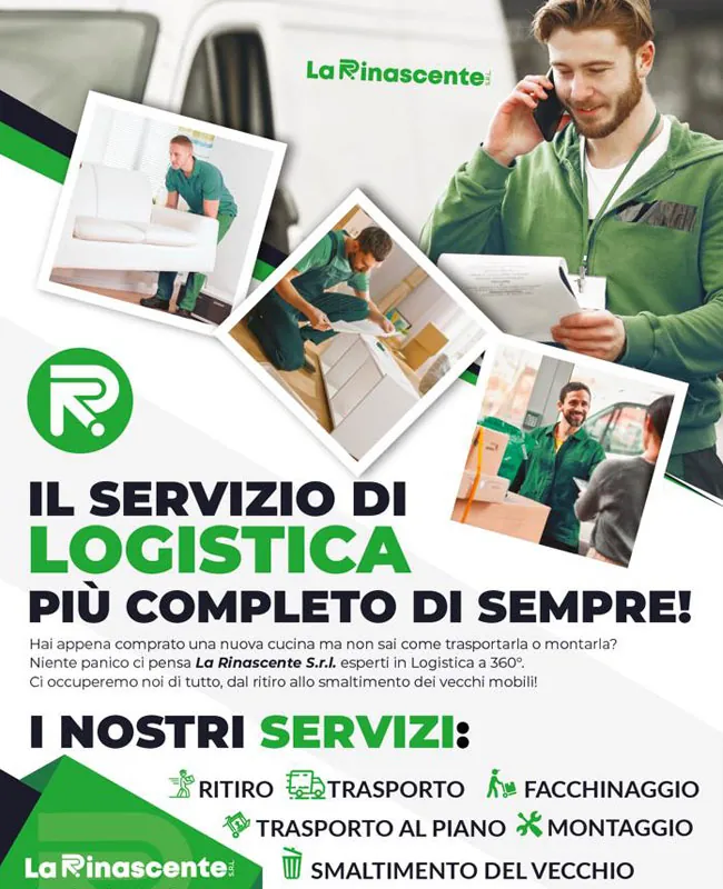 Il servizio di logistica più completo: ritiro, trasporto, facchinaggio, montaggio e smaltimento del vecchio